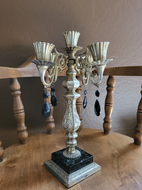 Vintage Dilly Mfg. Co. 4-Arm Candelabra With Rare Black Crystals